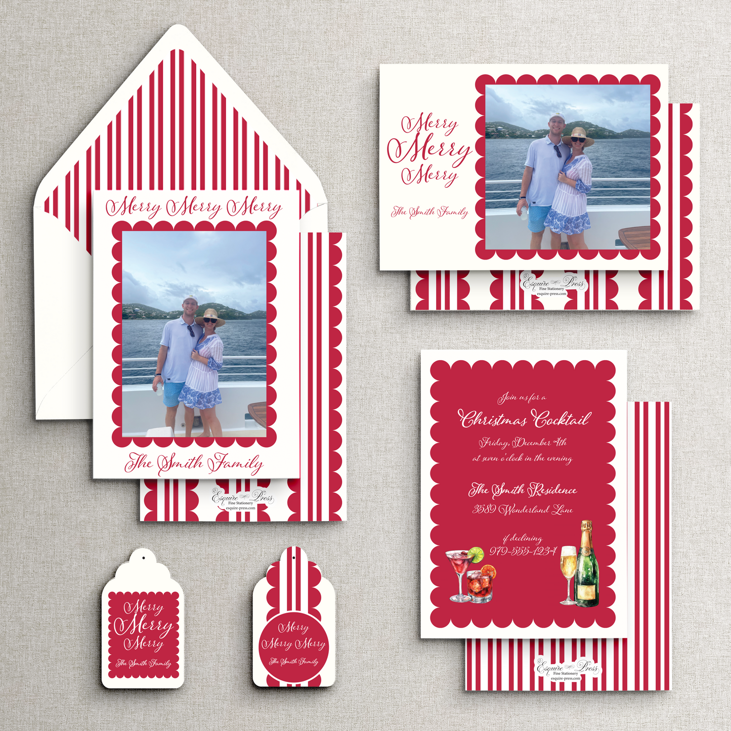 Scallops and Stripes Holiday Envelope Liner