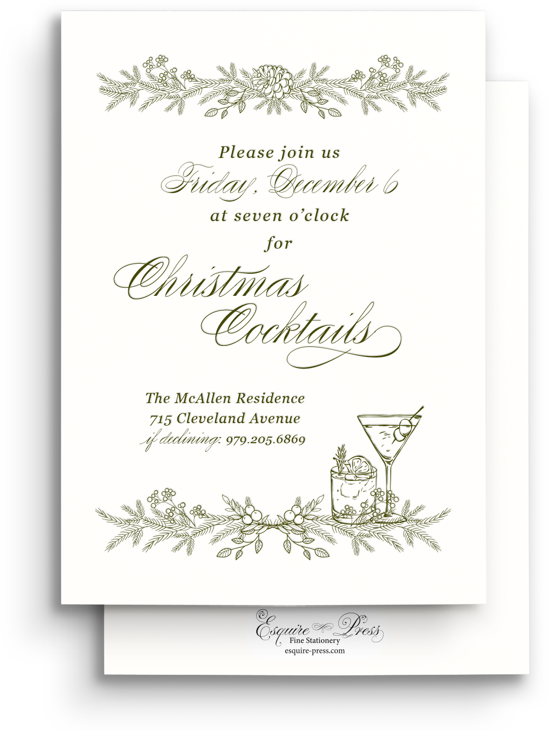 Botanical Letterpress Holiday Invitation