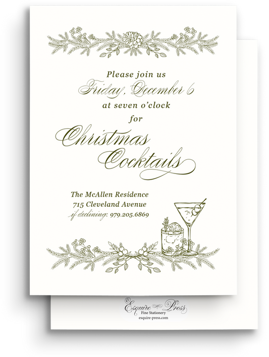 Botanical Letterpress Holiday Invitation