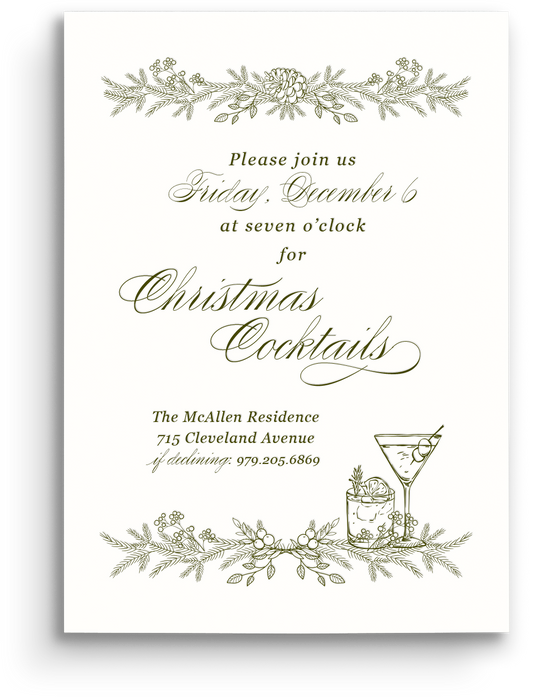 Botanical Letterpress Holiday Invitation