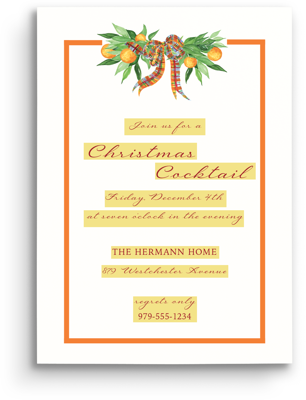 Citrus Comfort Holiday Invitation