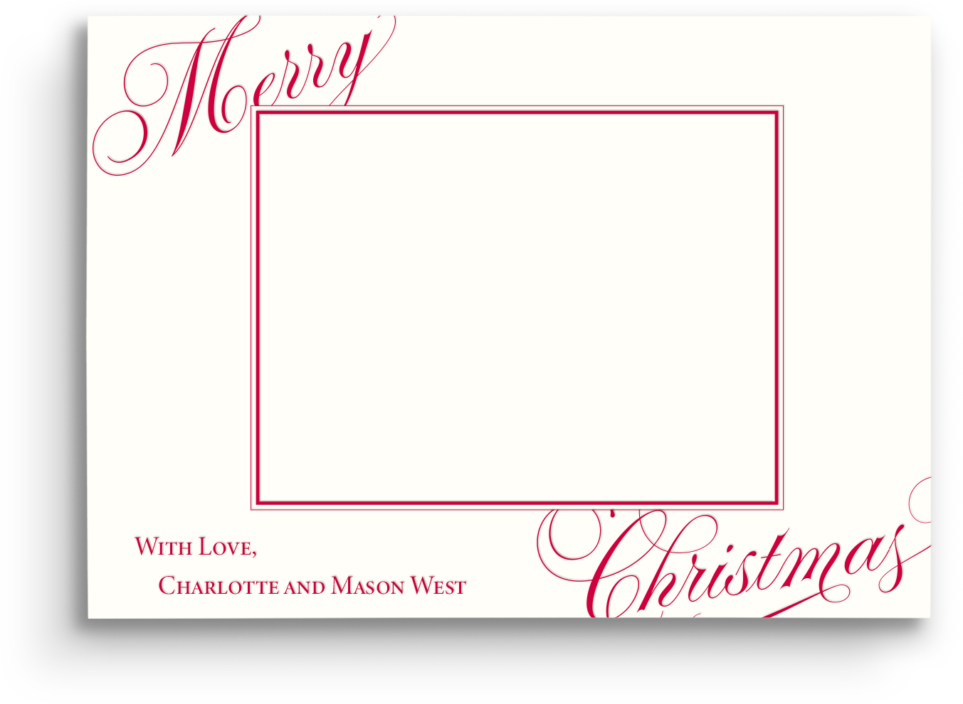 Classic Christmas Letterpress Holiday Card - Landscape