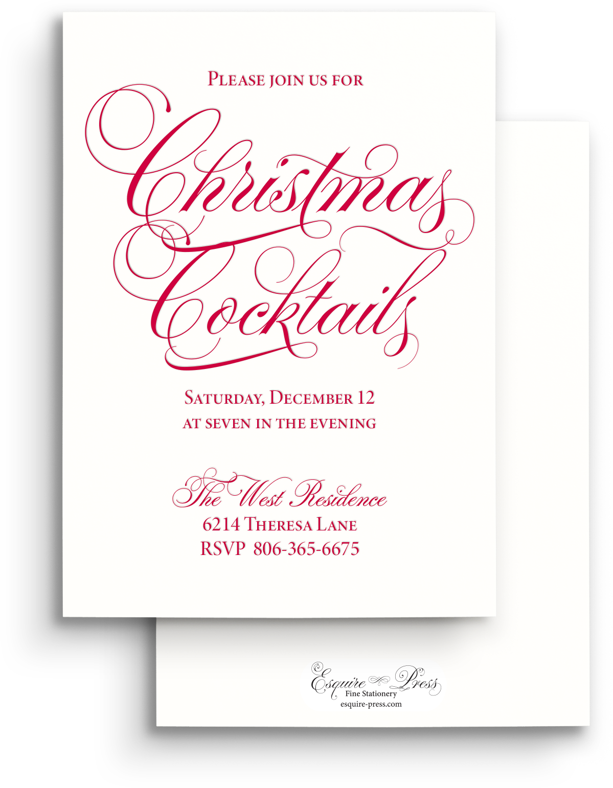Classic Christmas Letterpress Holiday Invitation