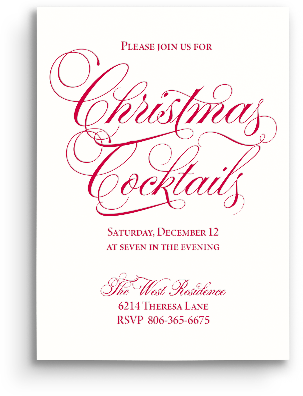 Classic Christmas Letterpress Holiday Invitation