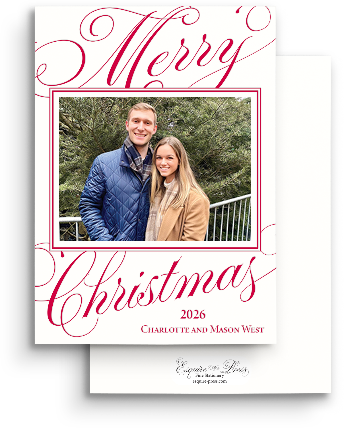 Classic Christmas Letterpress Holiday Card - Portrait