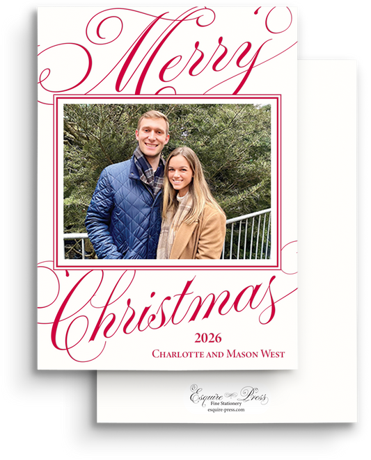 Classic Christmas Letterpress Holiday Card - Portrait
