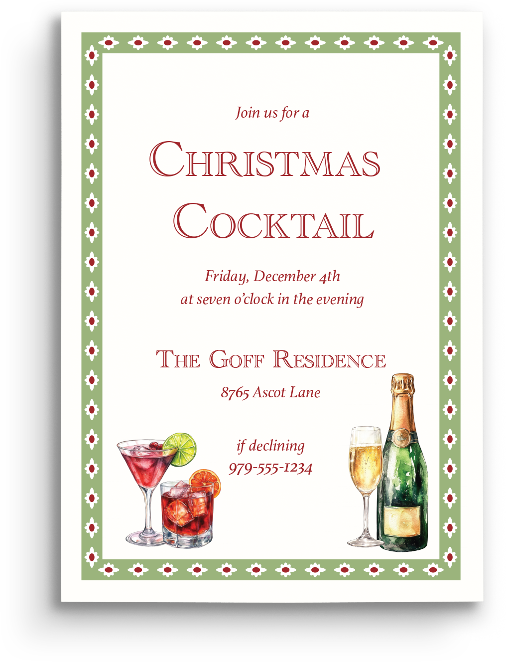 Festive Flourish Holiday Invitation