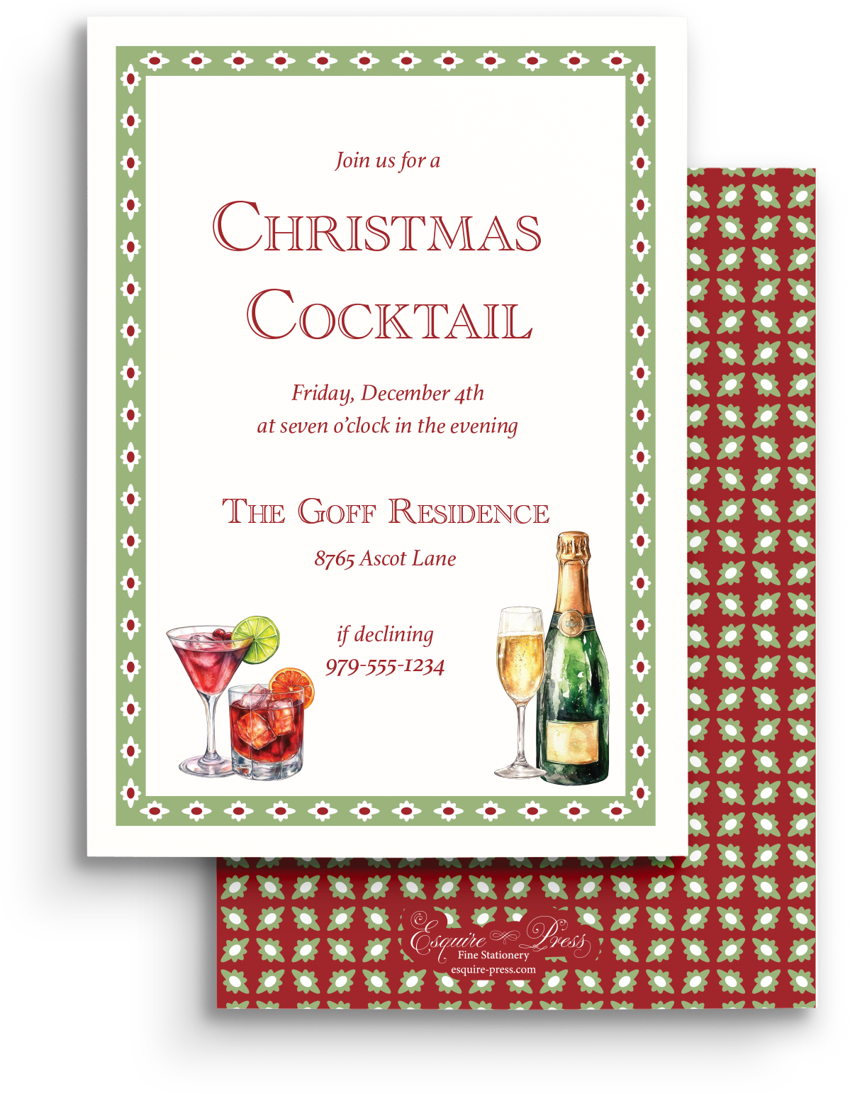 Festive Flourish Holiday Invitation