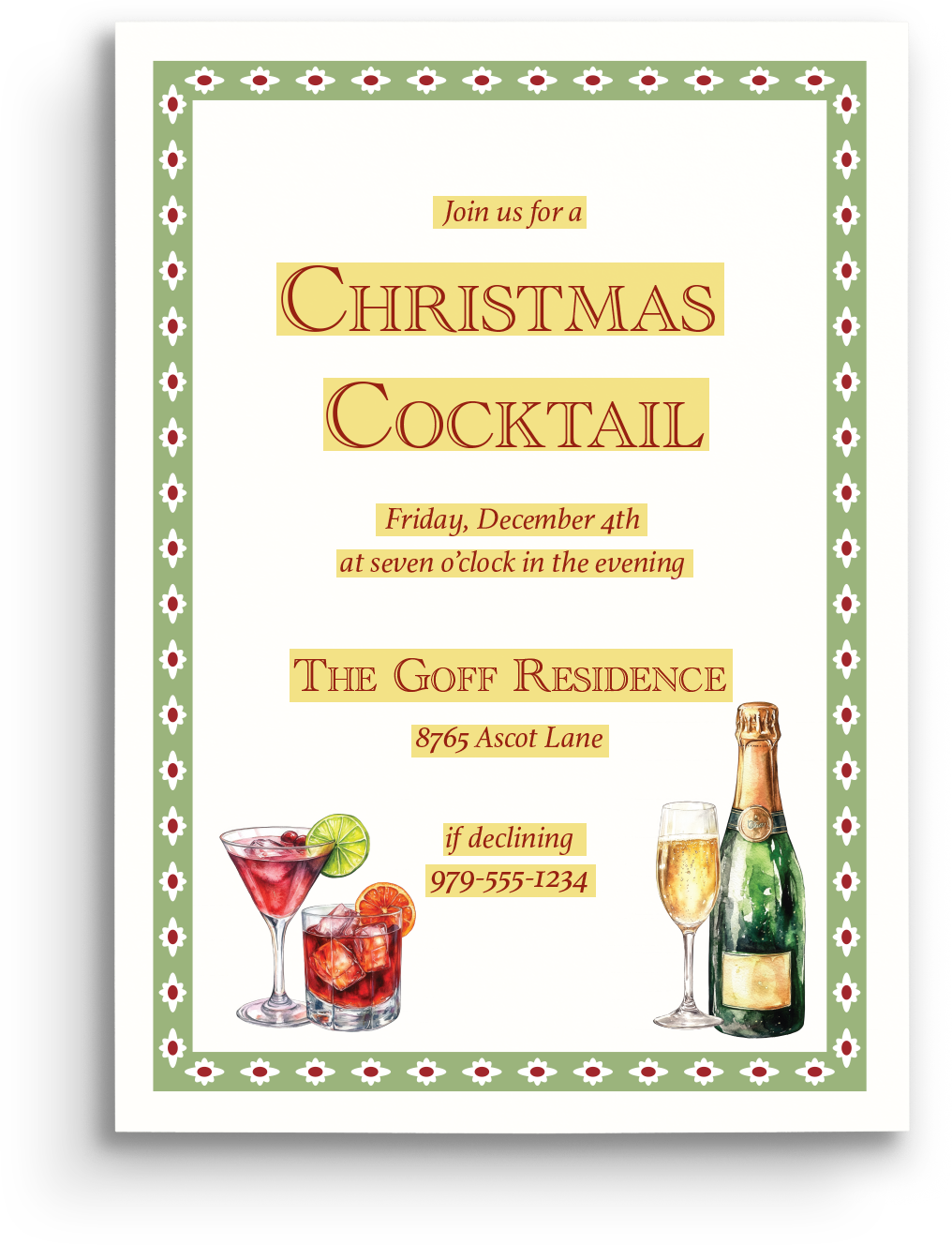 Festive Flourish Holiday Invitation
