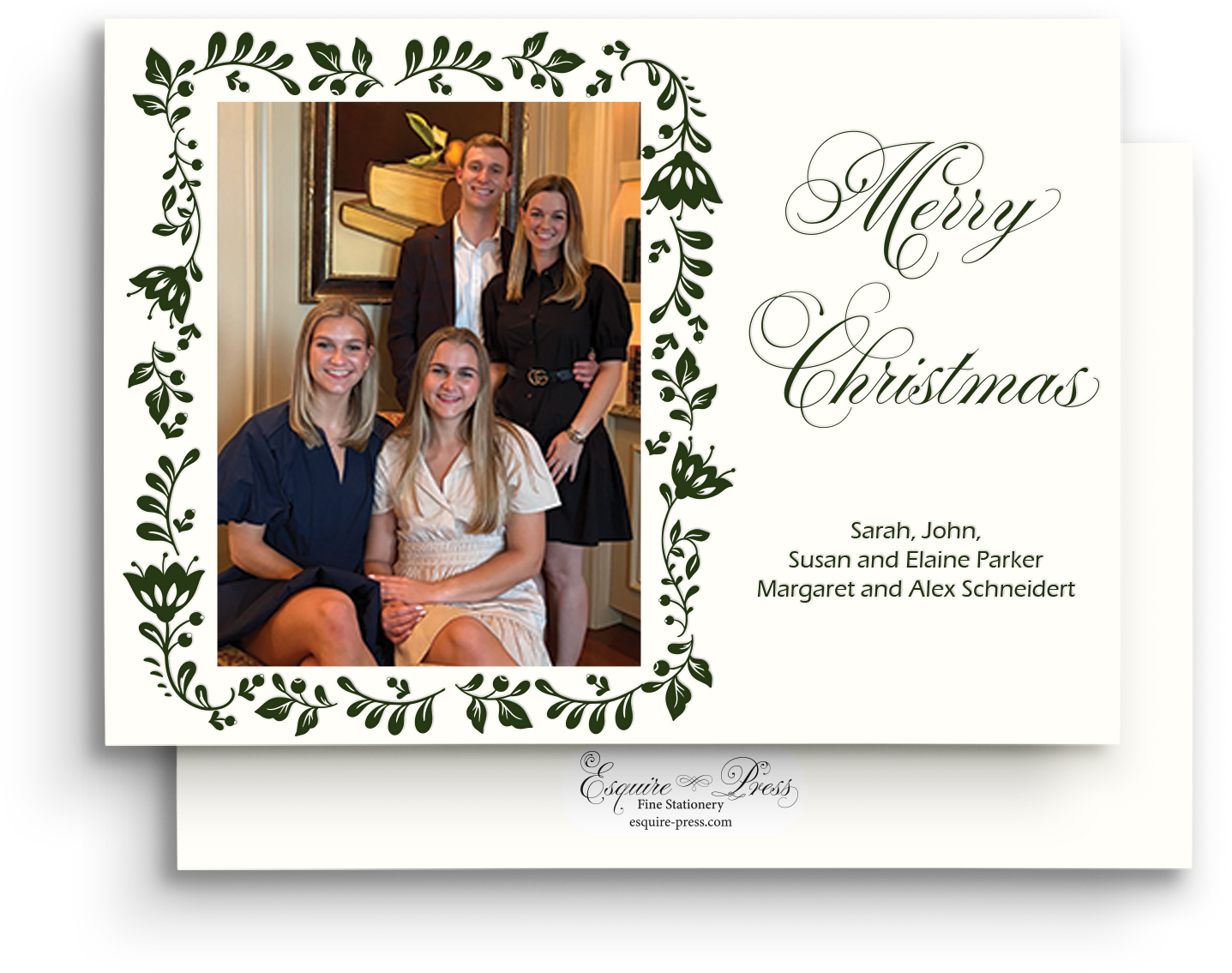 Holiday Floral Letterpress Holiday Card - Landscape