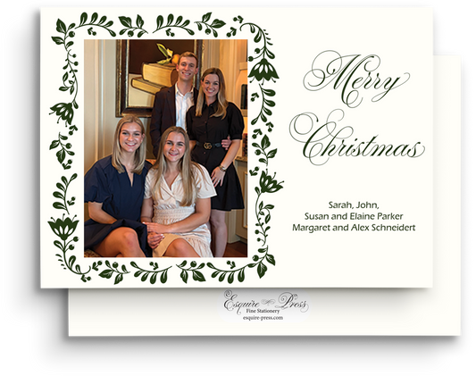 Holiday Floral Letterpress Holiday Card - Landscape