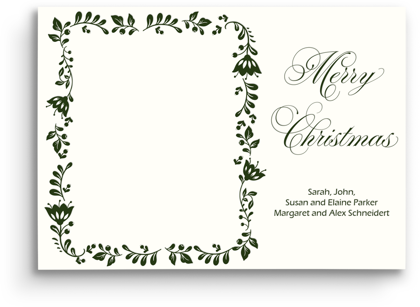 Holiday Floral Letterpress Holiday Card - Landscape
