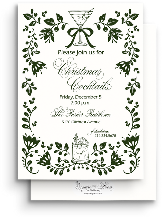 Holiday Floral Letterpress Holiday Invitation