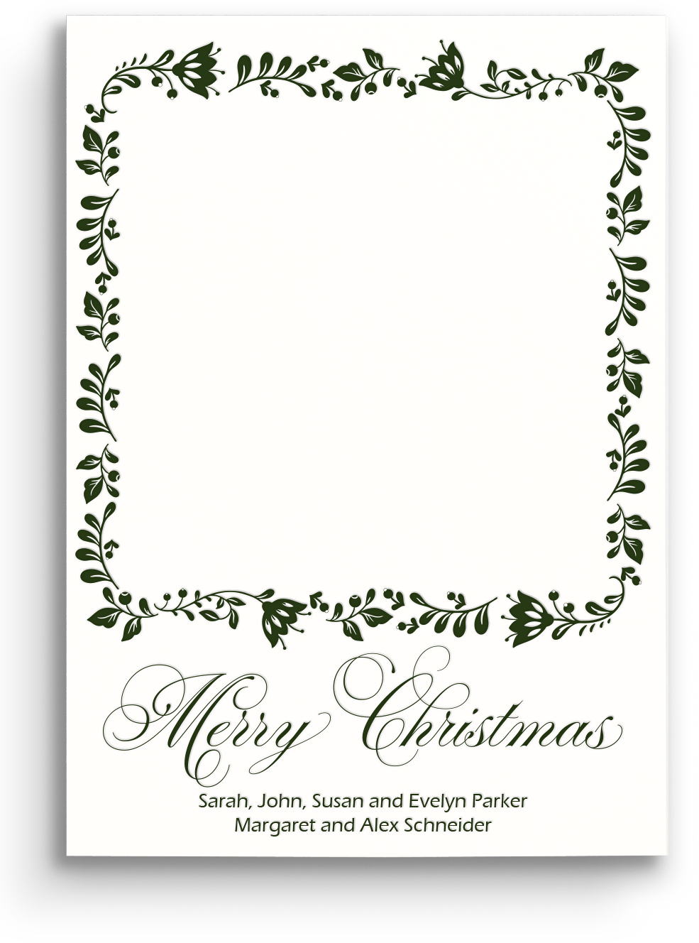 Holiday Floral Letterpress Holiday Card - Portrait