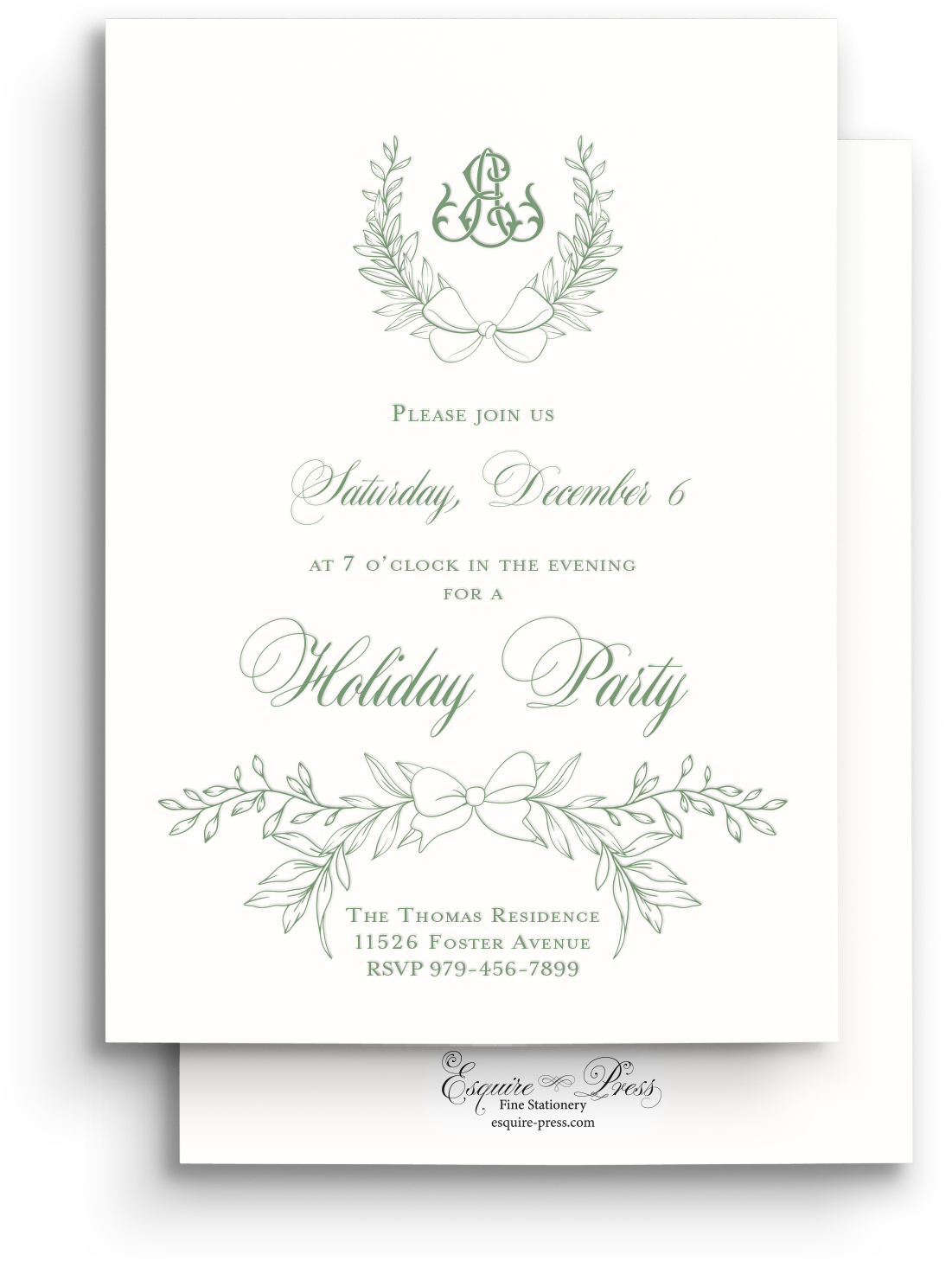 Married Christmas Letterpress Holiday Invitation