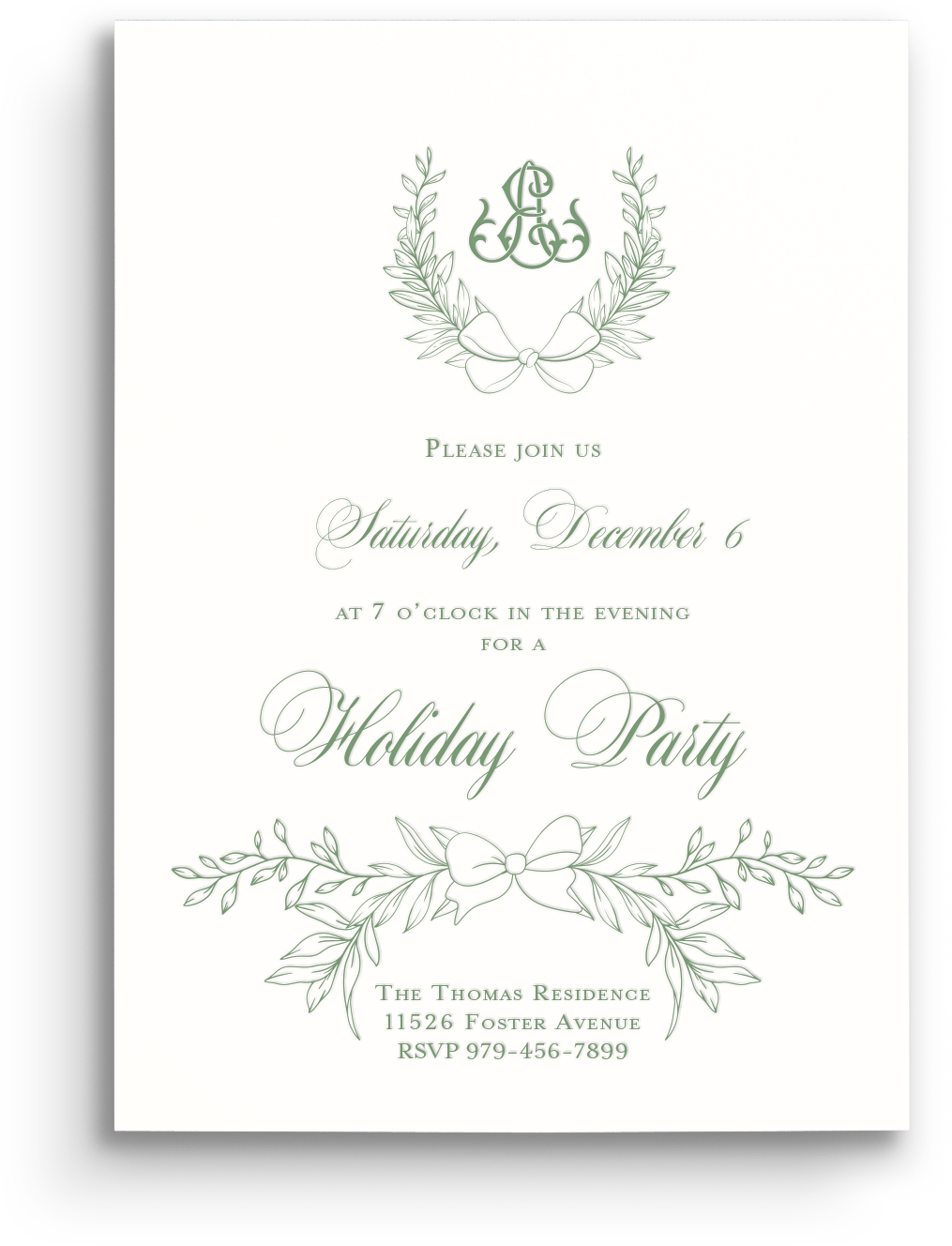 Married Christmas Letterpress Holiday Invitation