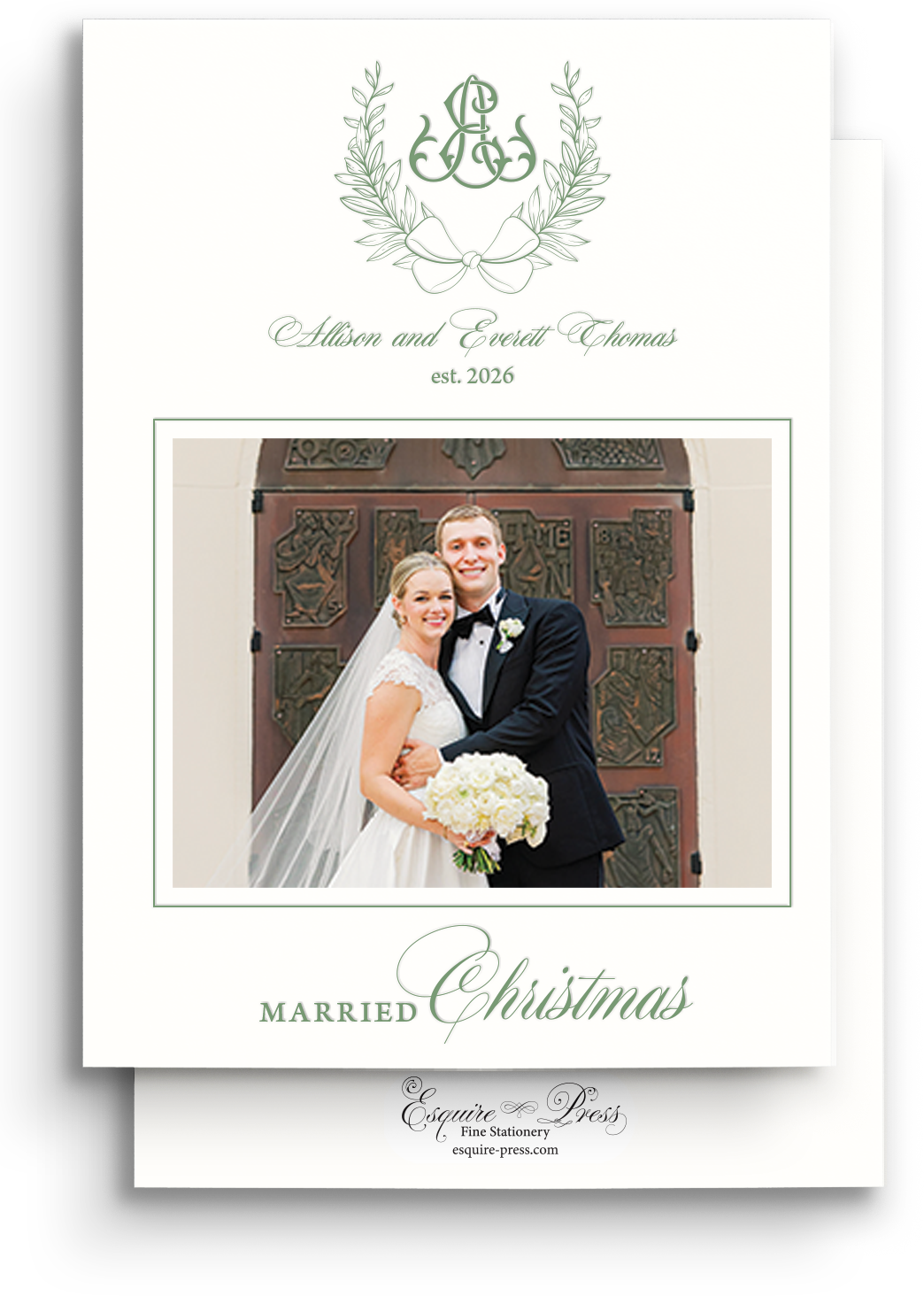 Married Christmas Letterpress Holiday Card - Portrait