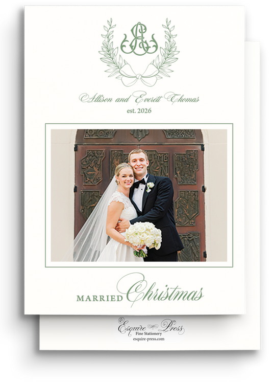 Married Christmas Letterpress Holiday Card - Portrait