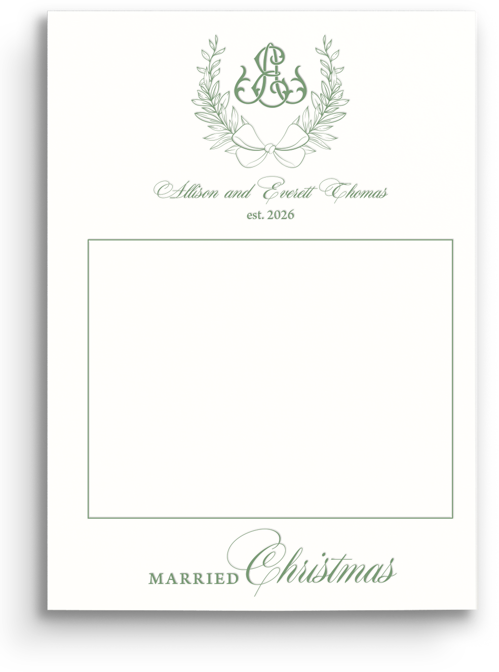 Married Christmas Letterpress Holiday Card - Portrait