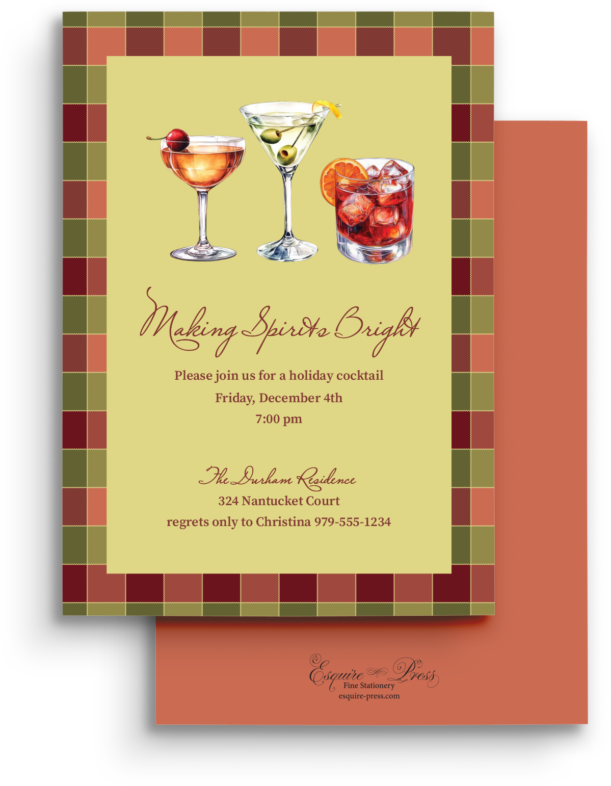 Nostalgic Plaid Holiday Invitation