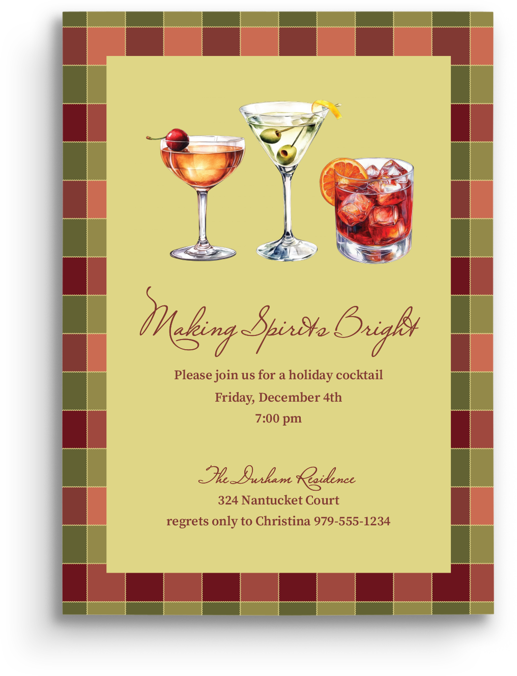 Nostalgic Plaid Holiday Invitation