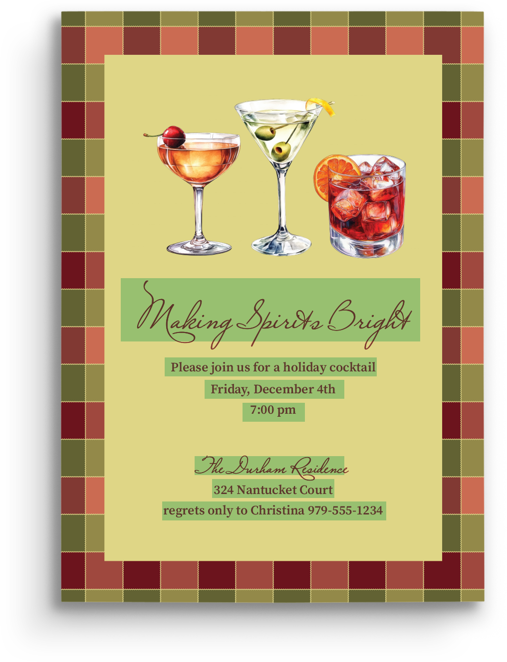 Nostalgic Plaid Holiday Invitation