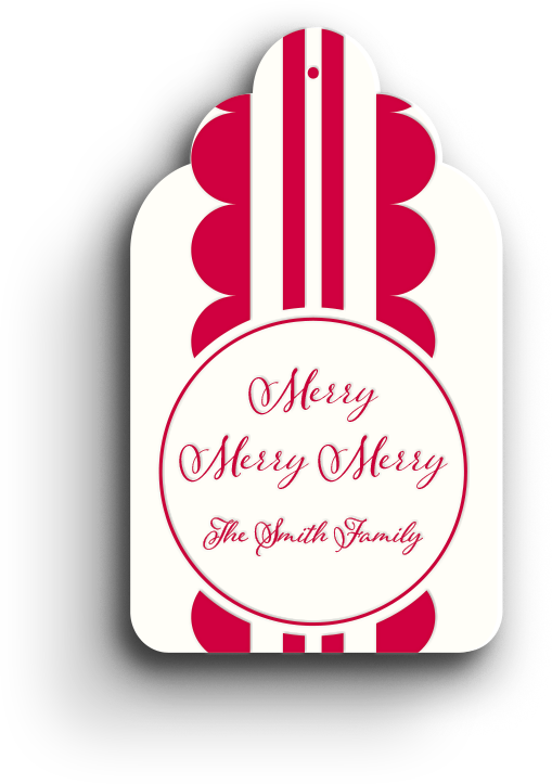 Scallops and Stripes Holiday Letterpress Gift Tag 1