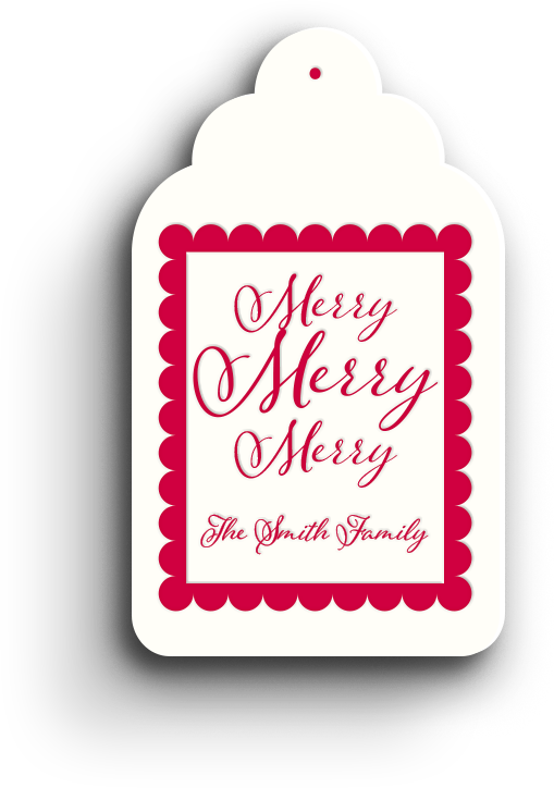 Scallops and Stripes Holiday Letterpress Gift Tag 2