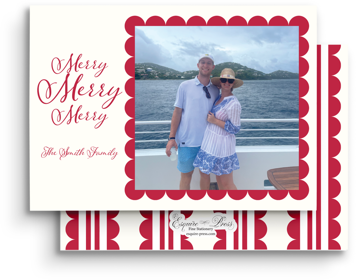 Scallops and Stripes Holiday Card - Landscape