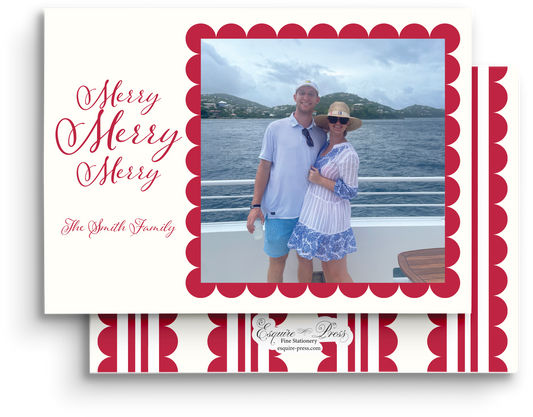 Scallops and Stripes Holiday Card - Landscape