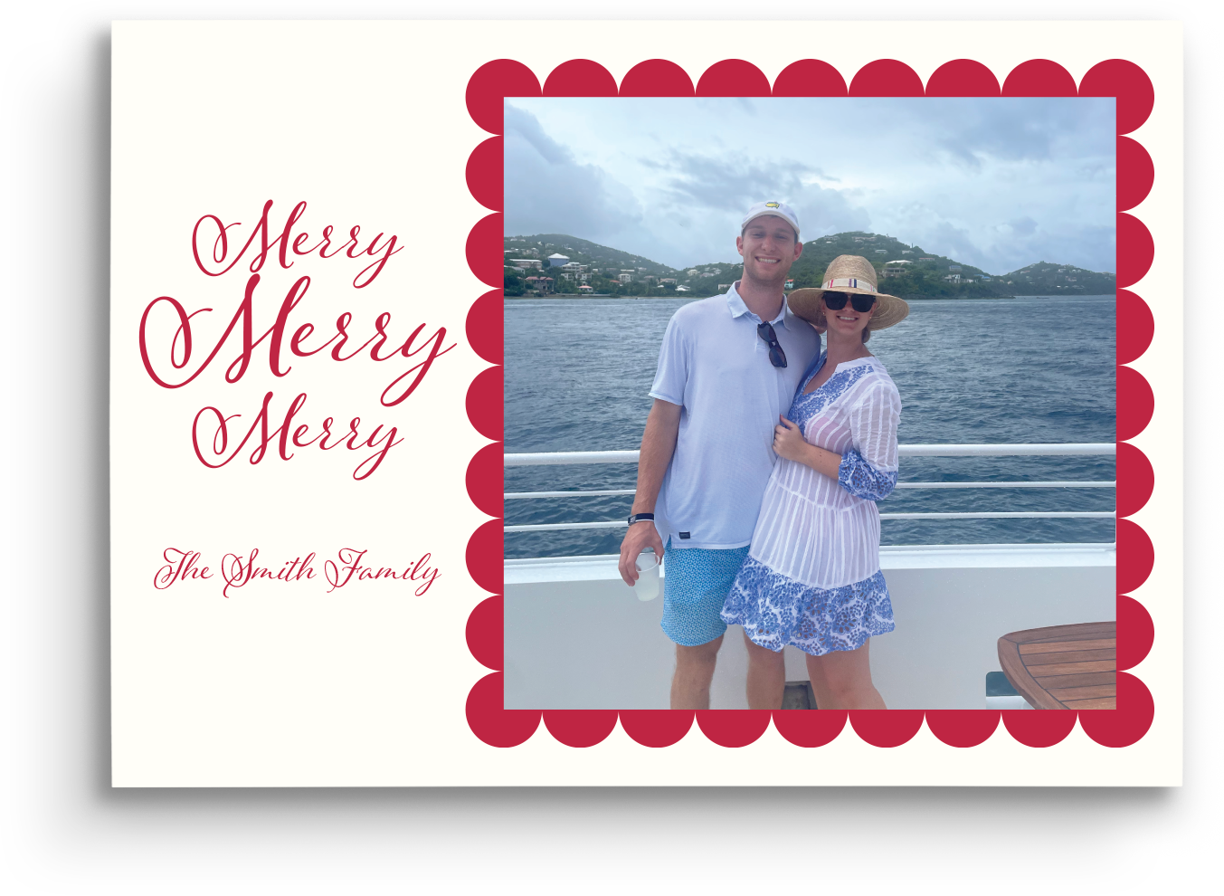 Scallops and Stripes Holiday Card - Landscape