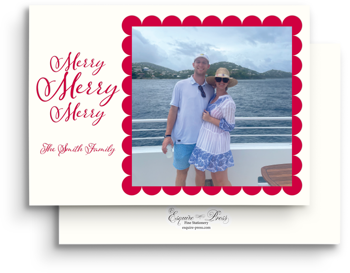 Scallops and Stripes Letterpress Holiday Card - Landscape