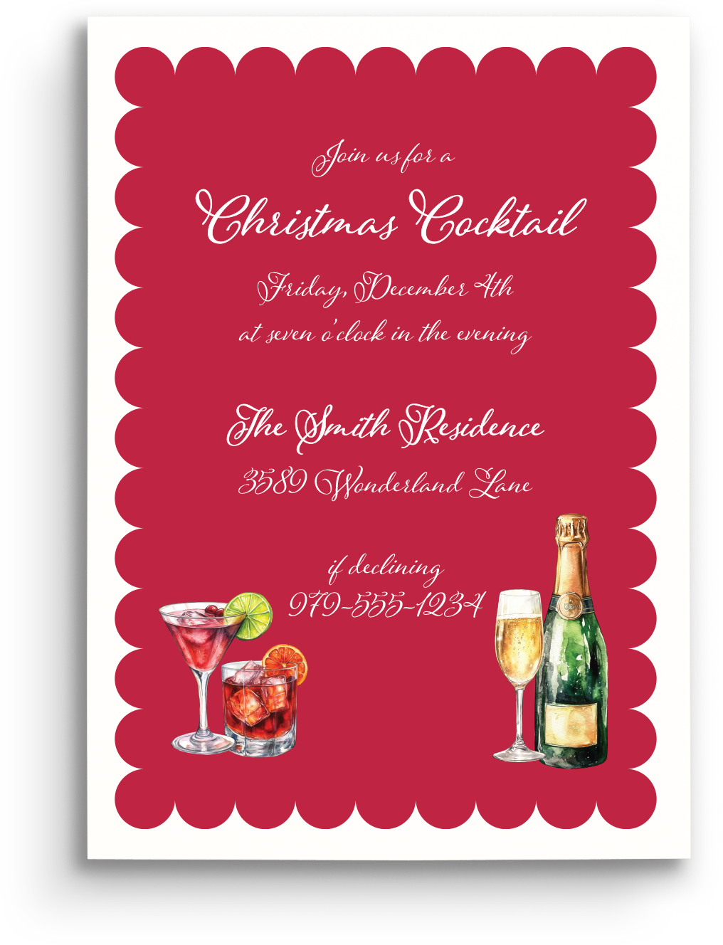 Scallops and Stripes Holiday Invitation