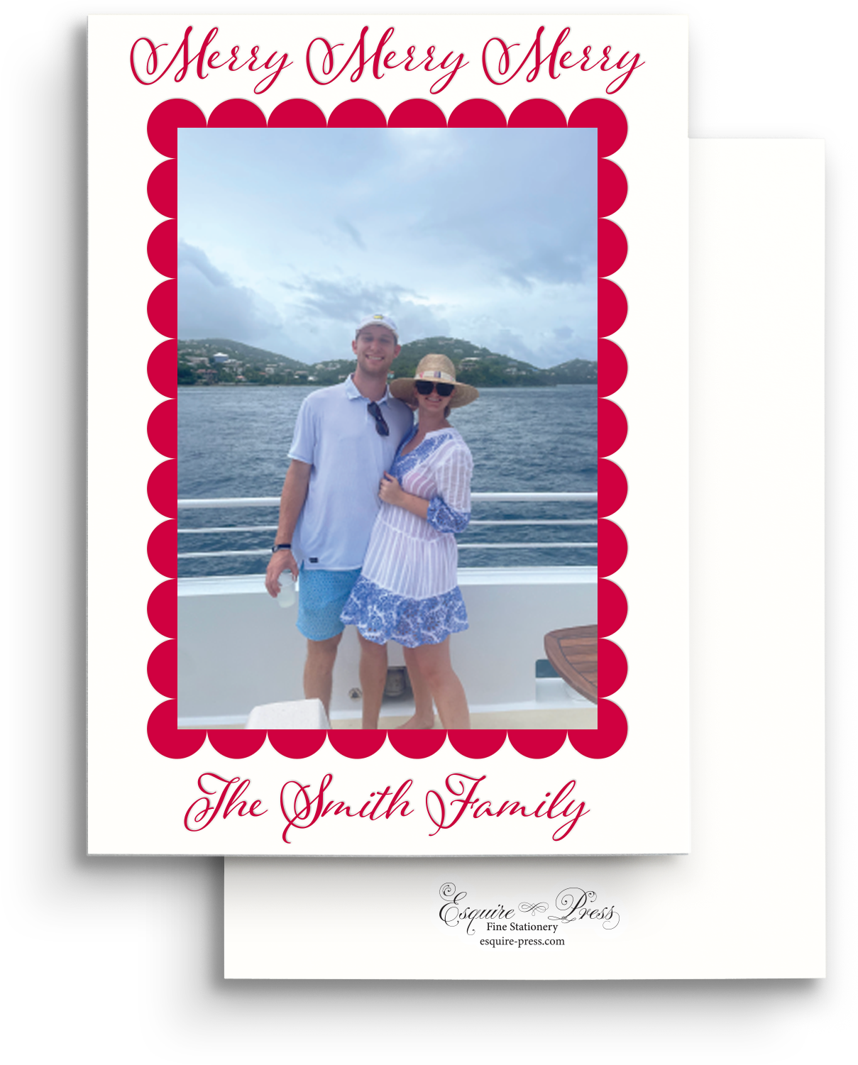 Scallops and Stripes Letterpress Holiday Card - Portrait