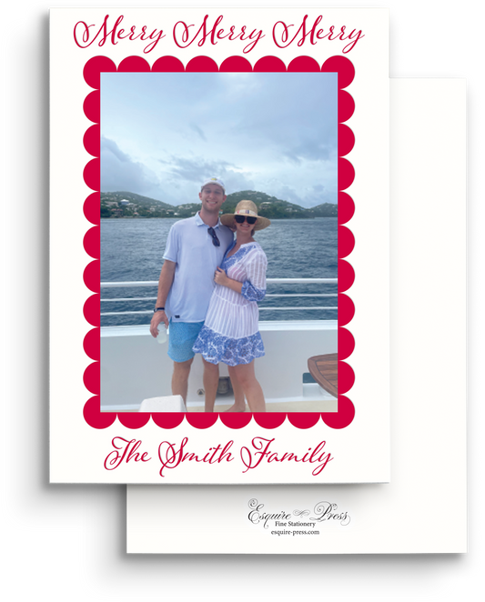 Scallops and Stripes Letterpress Holiday Card - Portrait