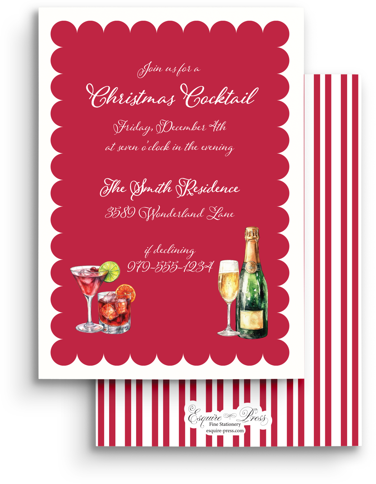 Scallops and Stripes Holiday Invitation