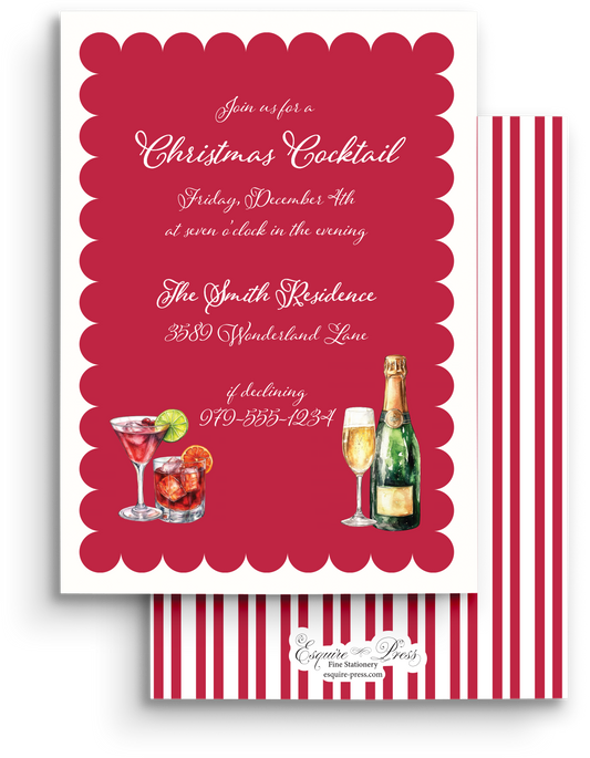 Scallops and Stripes Holiday Invitation