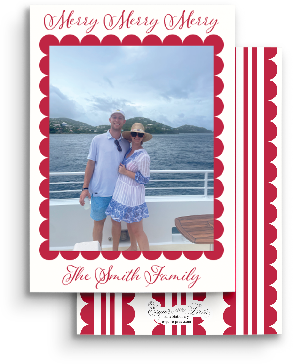 Scallops and Stripes Holiday Card - Portrait