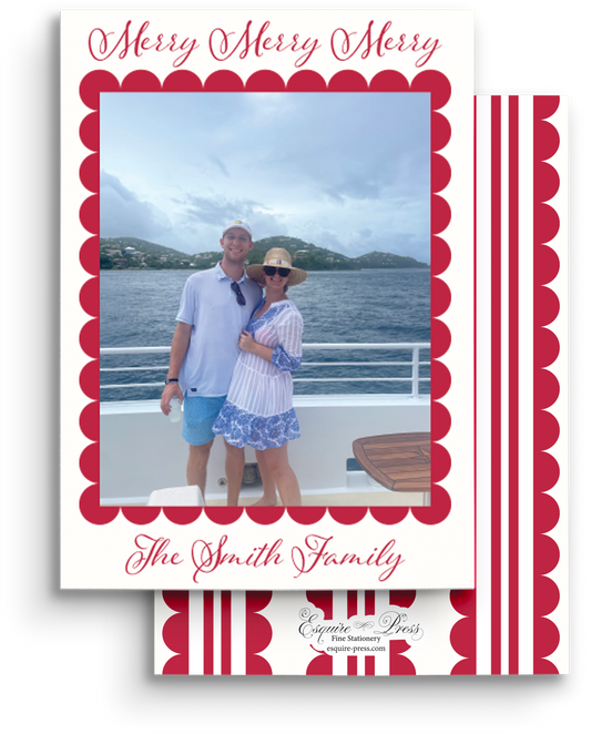 Scallops and Stripes Holiday Card - Portrait
