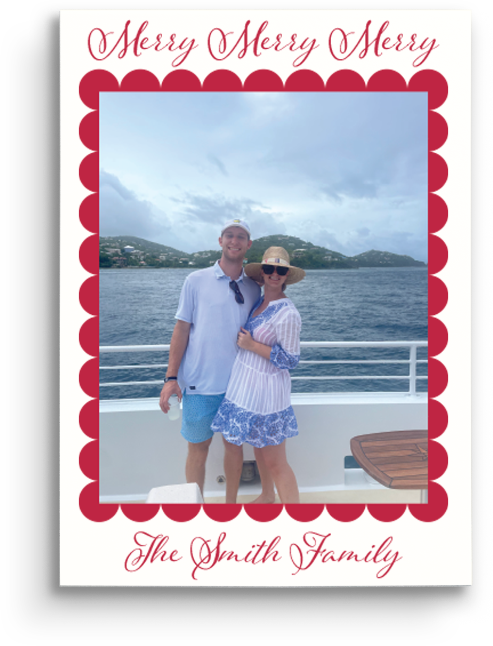 Scallops and Stripes Holiday Card - Portrait