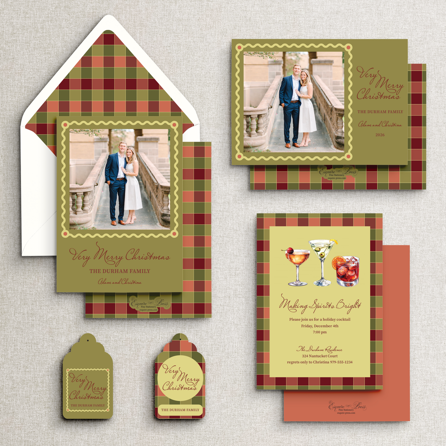 Nostalgic Plaid Holiday Envelope Liner