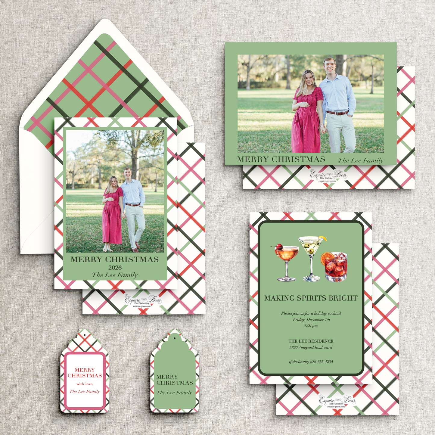 Winter Sage Holiday Envelope Liner