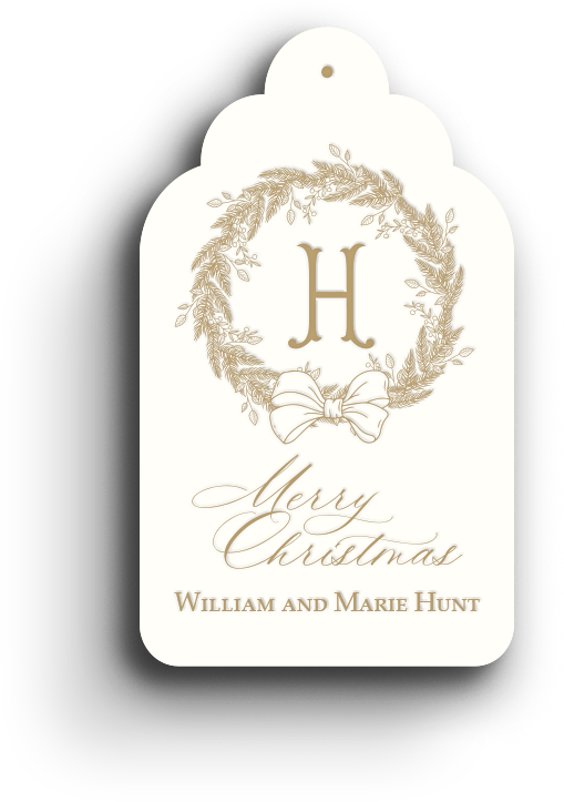 Wondrous Wreath Holiday Letterpress Gift Tag 1