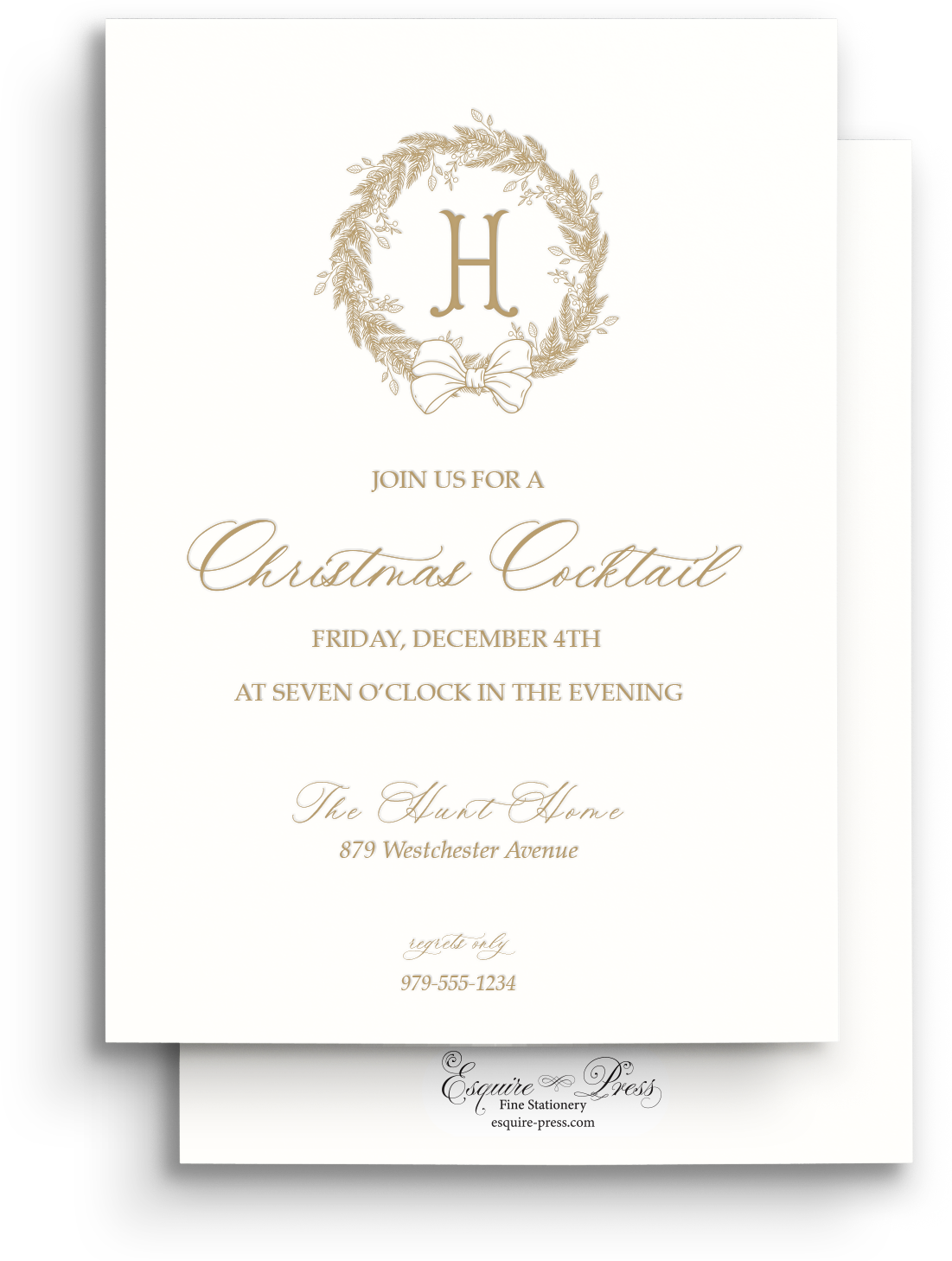 Wondrous Wreath Letterpress Holiday Invitation