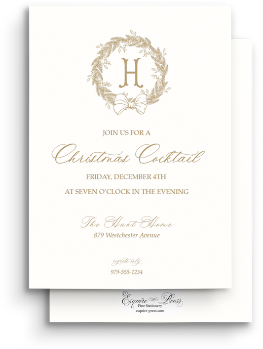 Wondrous Wreath Letterpress Holiday Invitation