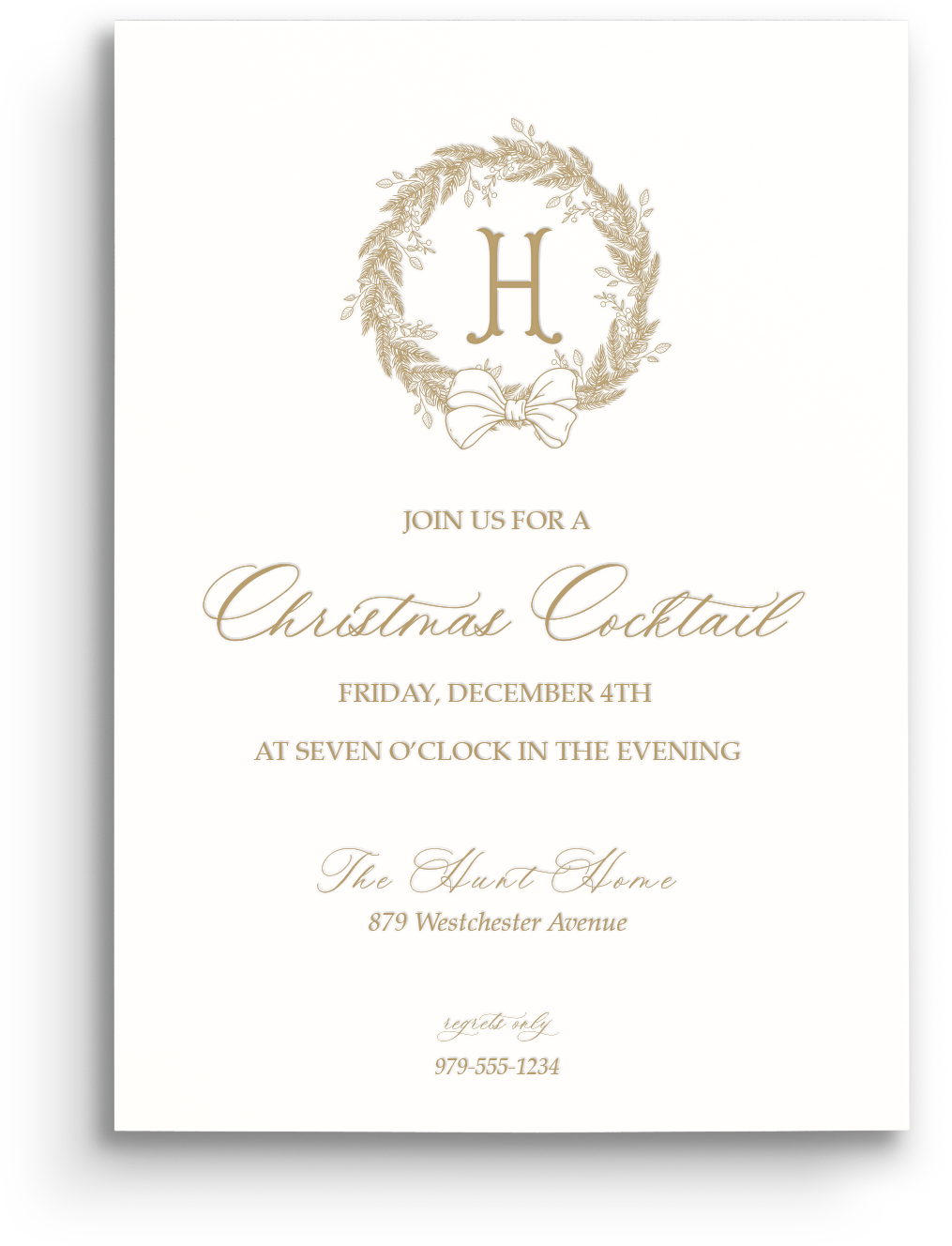 Wondrous Wreath Letterpress Holiday Invitation