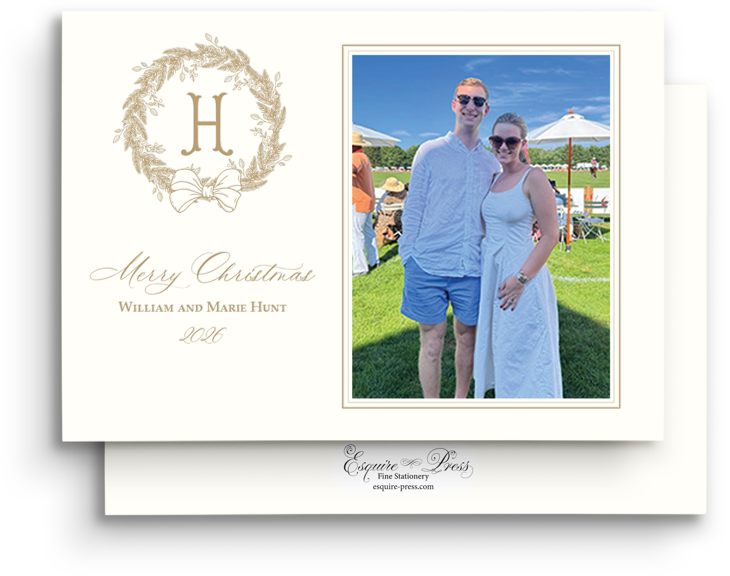 Wondrous Wreath Letterpress Holiday Card - Landscape