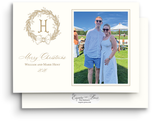Wondrous Wreath Letterpress Holiday Card - Landscape