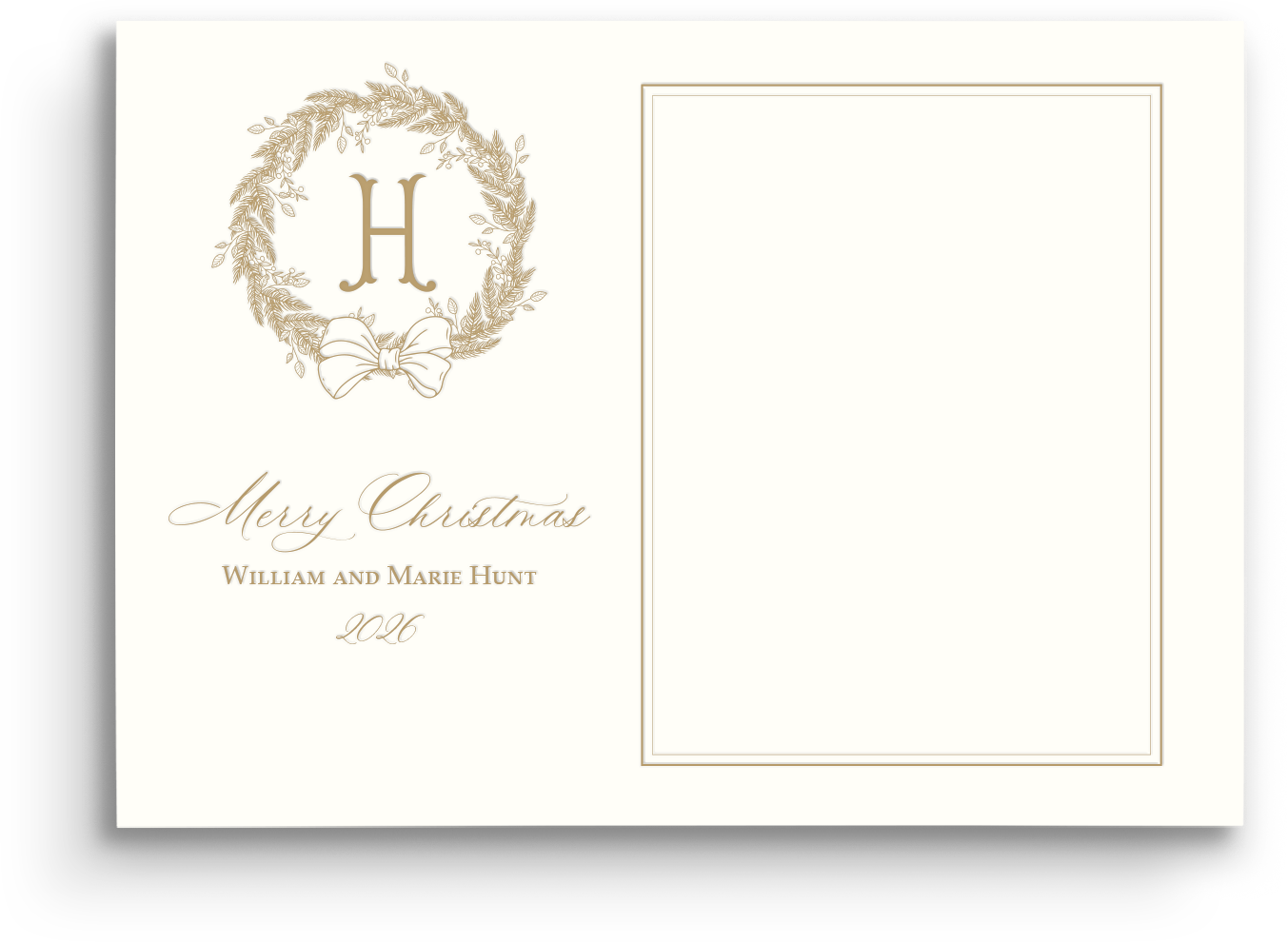 Wondrous Wreath Letterpress Holiday Card - Landscape