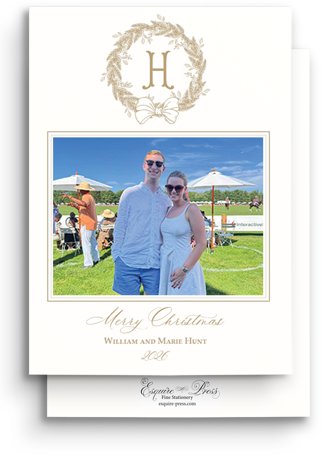 Wondrous Wreath Letterpress Holiday Card - Portrait